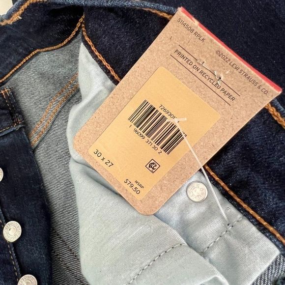 NWT $79 Levi's Ribcage Jeans Size 30x27 Distressed Straight Ankle Button Fly - Picture 5 of 9